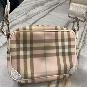 Burberry Pink and Brown Plaid Crossbody Bag